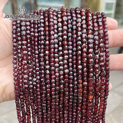4-5mm Natural Wine Red Garnet Stone Faceted Square Shape Beads Charm Small Bead For Jewerly Making Bracelet Necklace Accessory