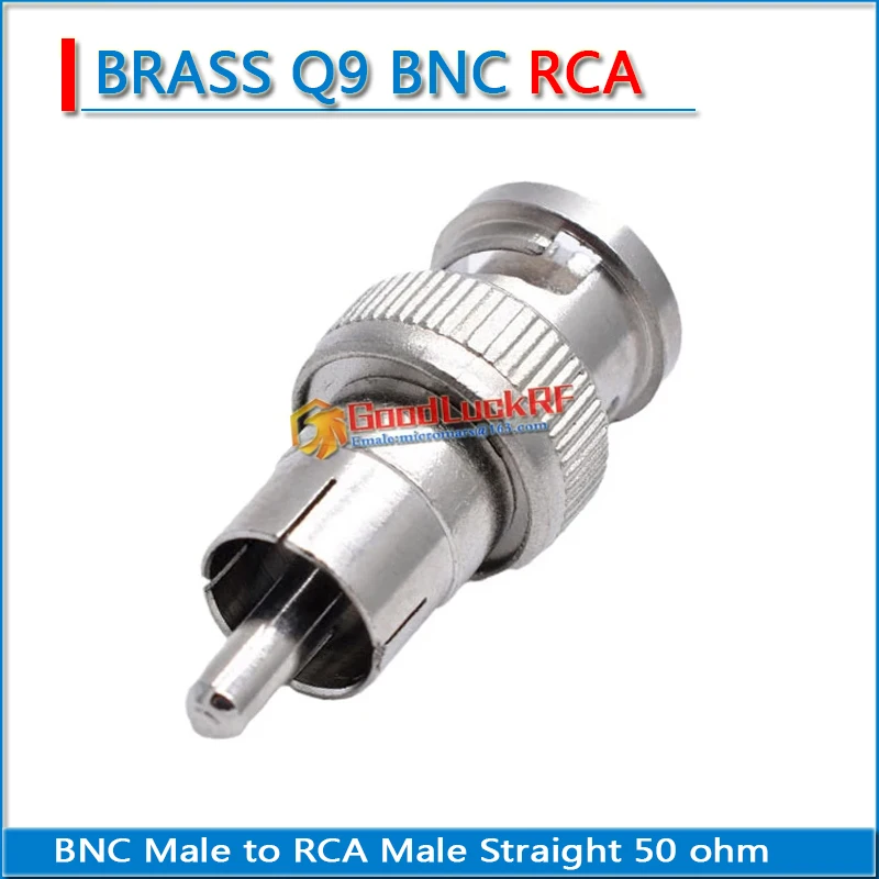 Hoge-Kwaliteit Q9 Bnc Male Naar Rca Male Connector Socket Plug Vernikkeld Messing Rechte Coax Rf Adapters Messing