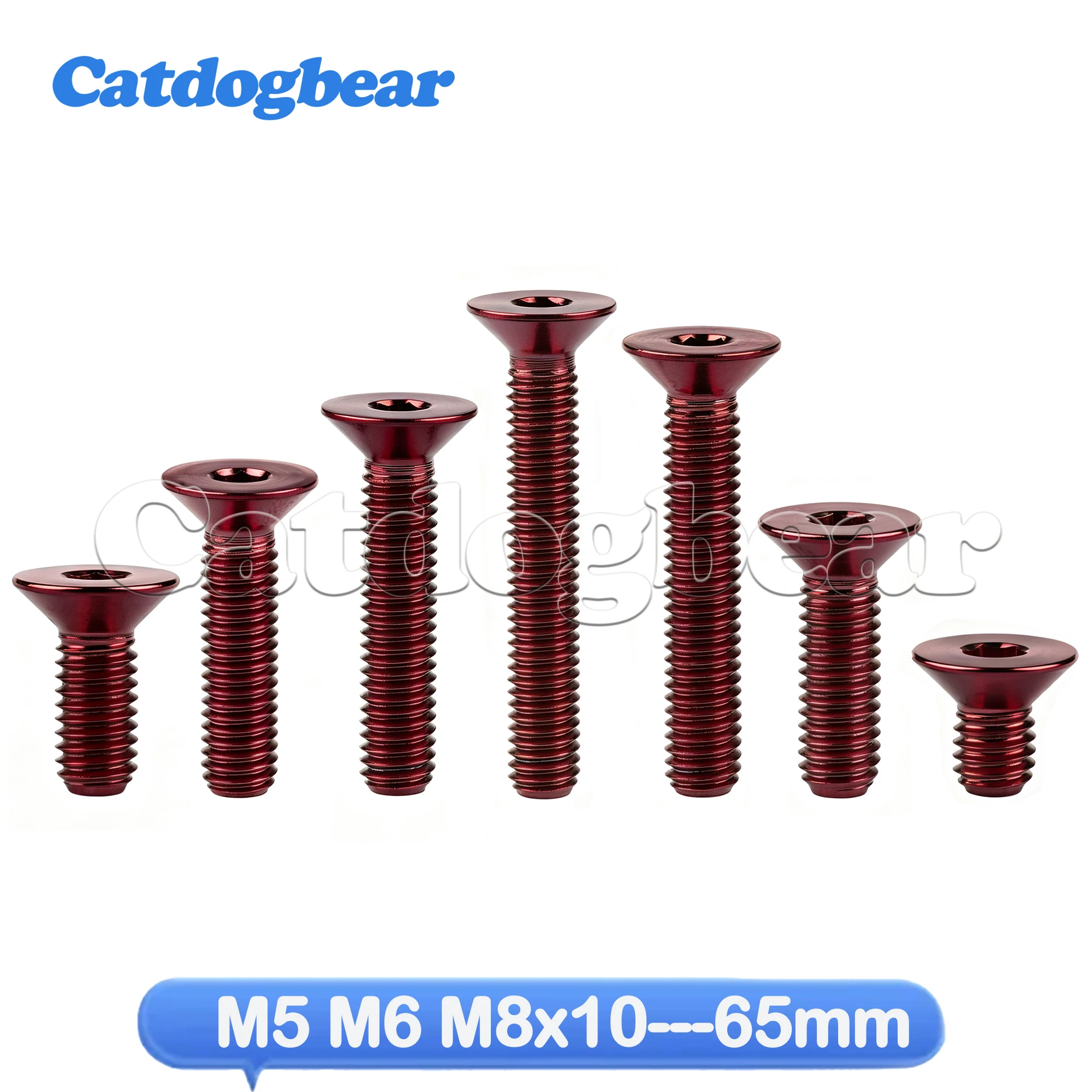 Catdogbear Titanium 1PCS M5 M6 M8X10--65mmAllen Key Flat Countersunk Head Screw