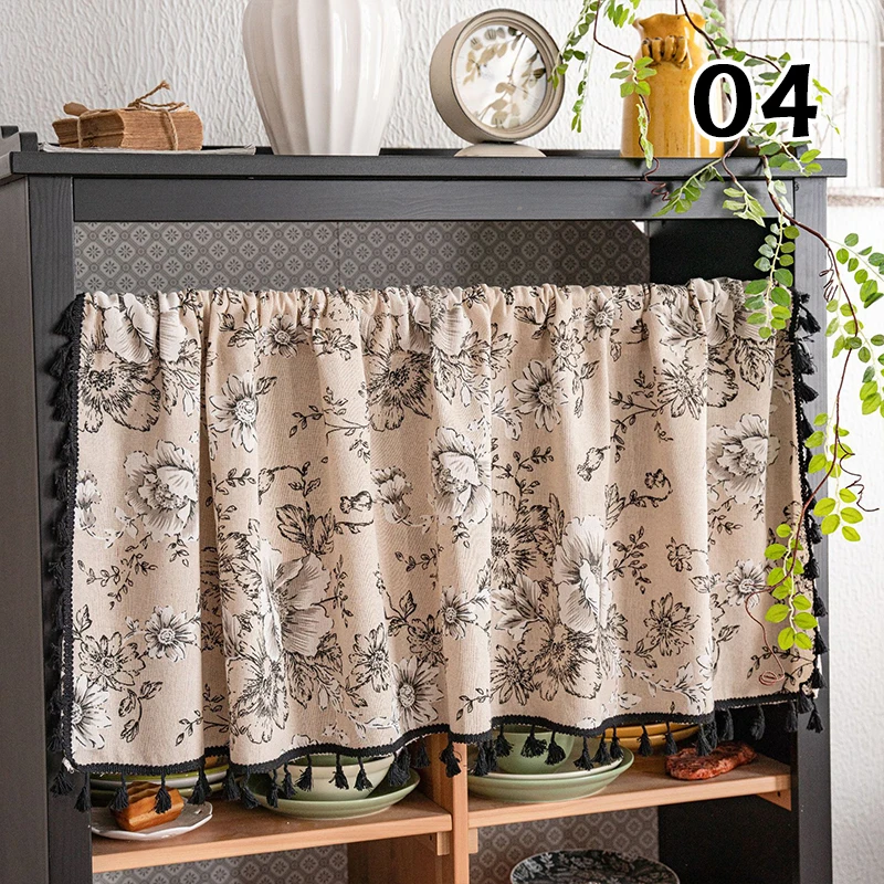 

Pastoral Style Geometric Print Window Curtain Valance Kitchen Cafe Cabinet Dust-proof Half Curtain Porch Living Room Decor Drape