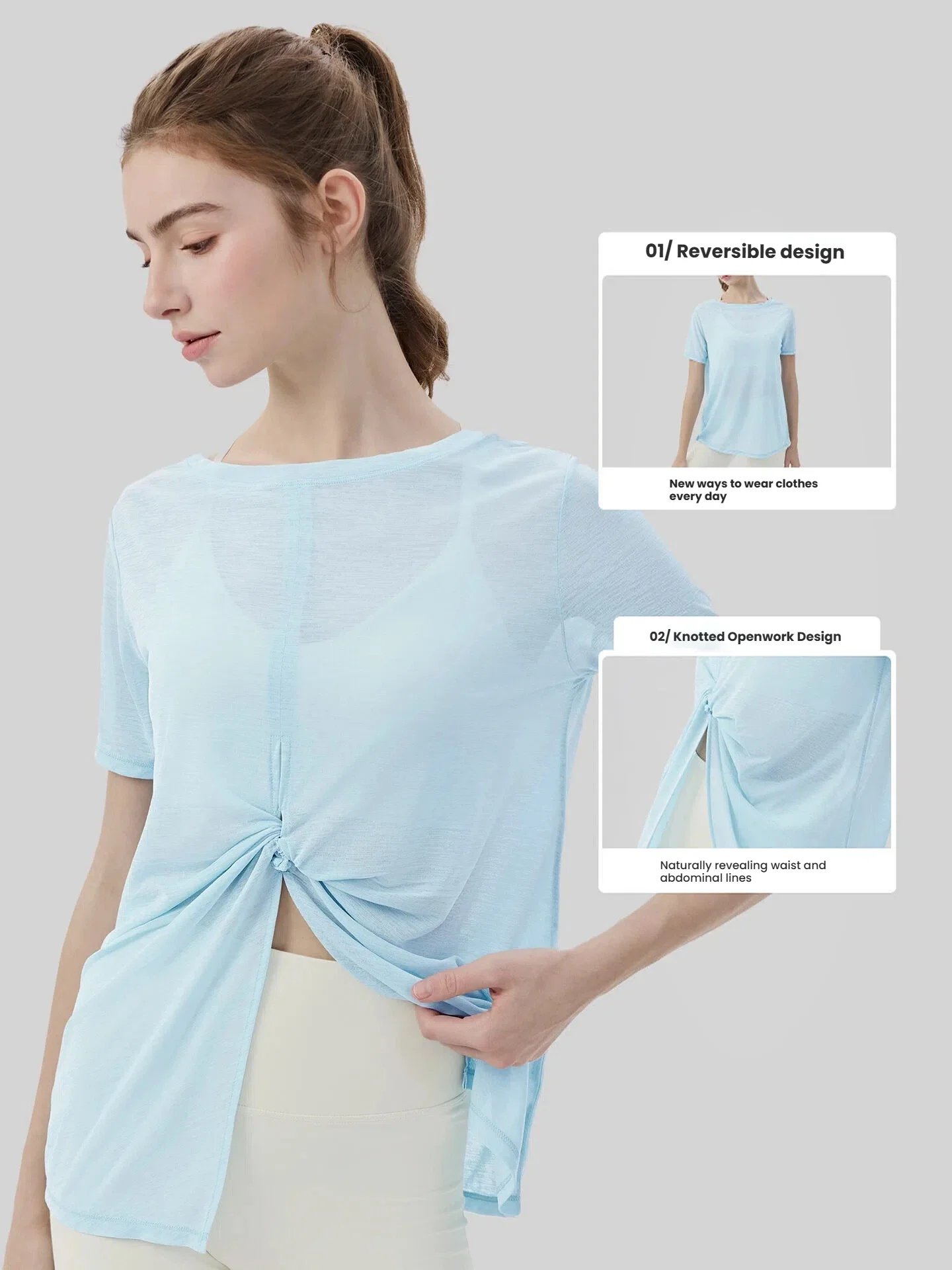 Women's  Cover-Up Summer Spring 2-Way Off-Shoulder Yoga Short Sleeve Top Loose Fit Lightweight Breathable Pilates Workout Shirt