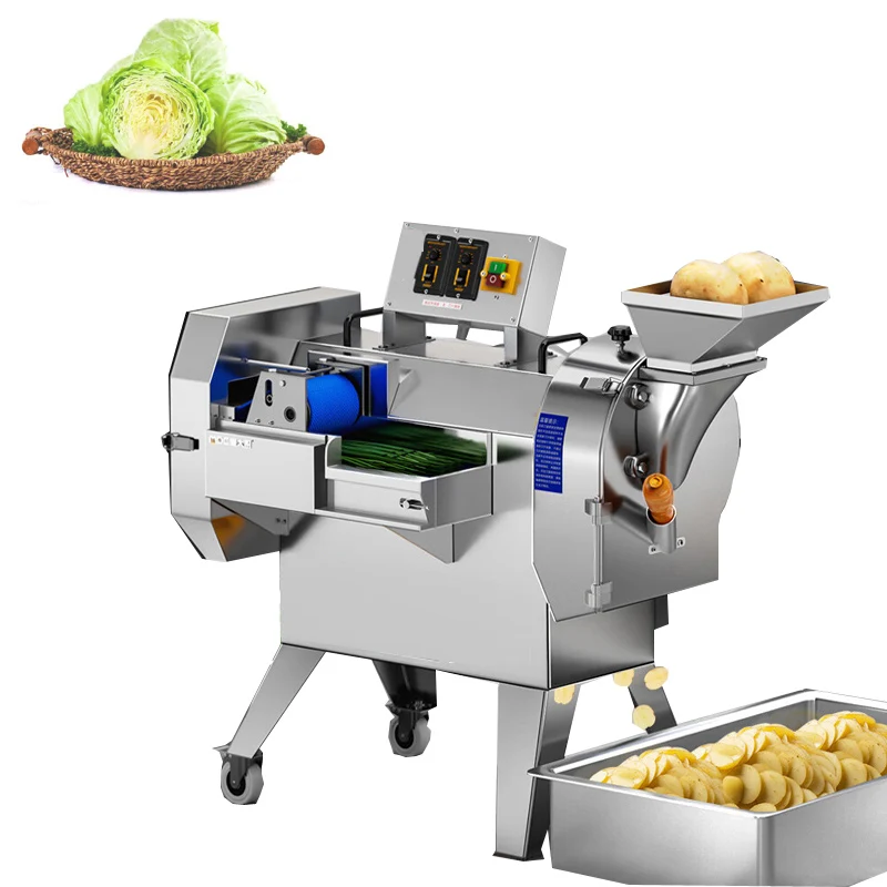 Multi Purpose Double-head Fruits Vegetables Cutting Slicer Cubing Dicer Shredder Machine Fruit Slicer Chopper Machine