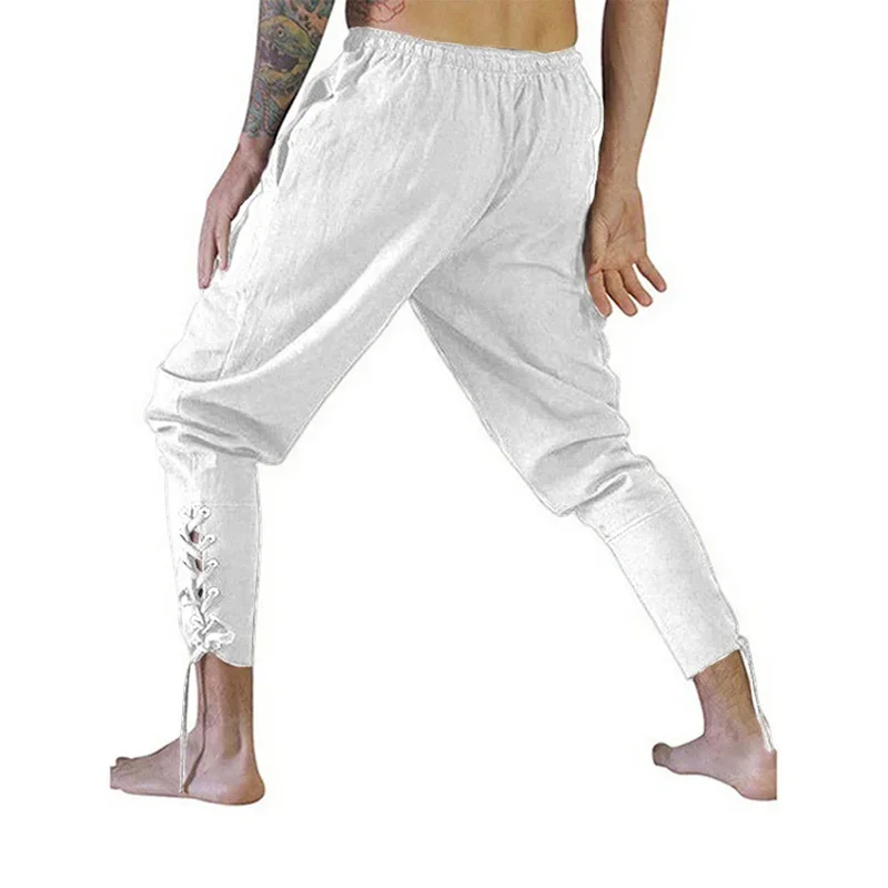 Disfraz de pantalón pirata para hombre, pantalones de vendaje gótico Medieval renacentista, pantalones cortos con cordón, disfraz de Halloween, pantalón de Cosplay para adulto