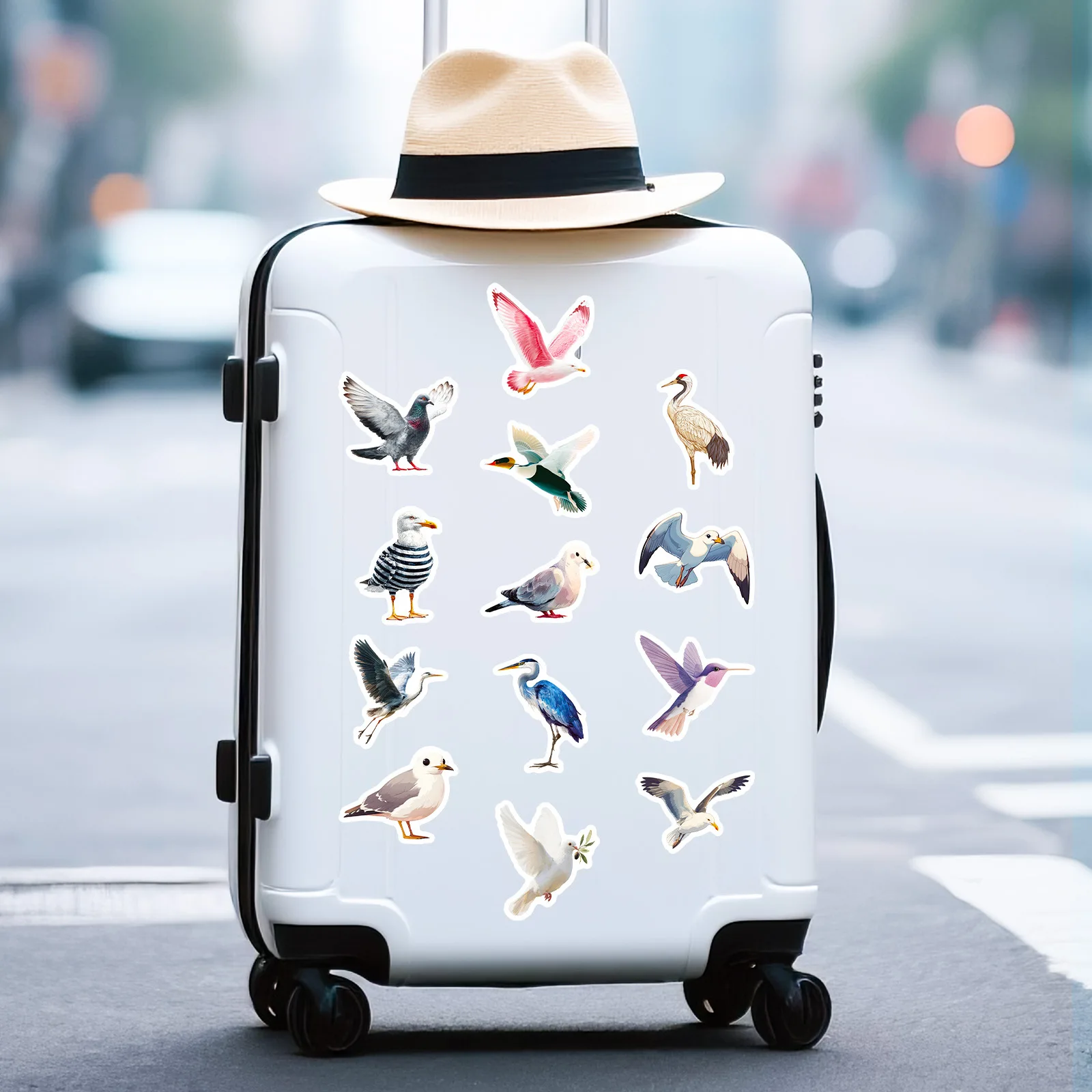 10/56PCS White Birds Graffiti Stickers Cute Birds Cartoon Decal DIY Luggage Phone Guitar Skateboard Waterproof Sticker Kid Toys