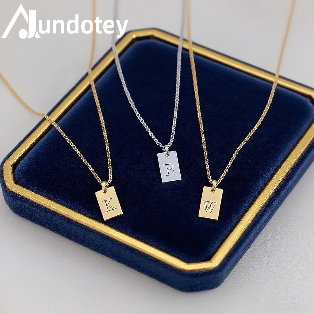 

Custom Engraved Letter Pendant Necklace Elegant Initial Tag Design Minimalist Jewelry Stainless Steel Birthday Gift for Women