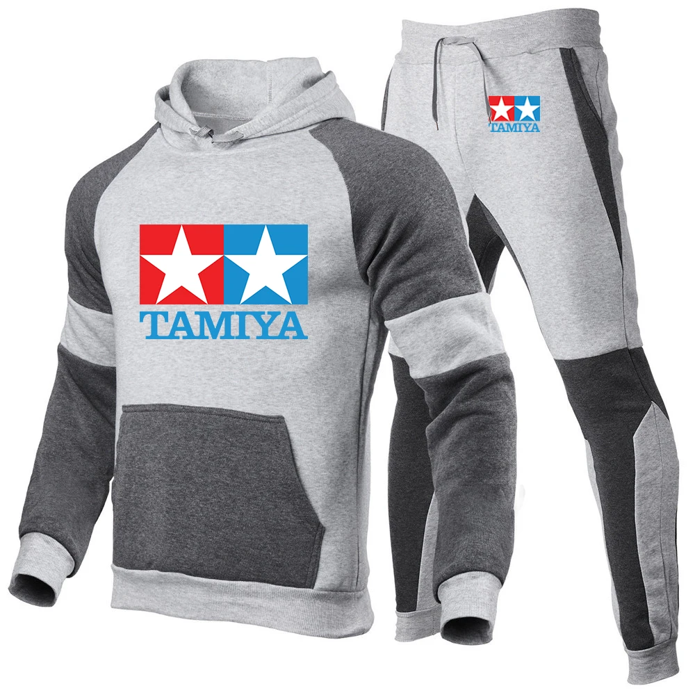 2024 Spring Autumn Men's TAMIYA Legendary 90 Car Toy Classic Print  Fashion High Quality Hoodies+Sweatpants Splicing Sports Sets