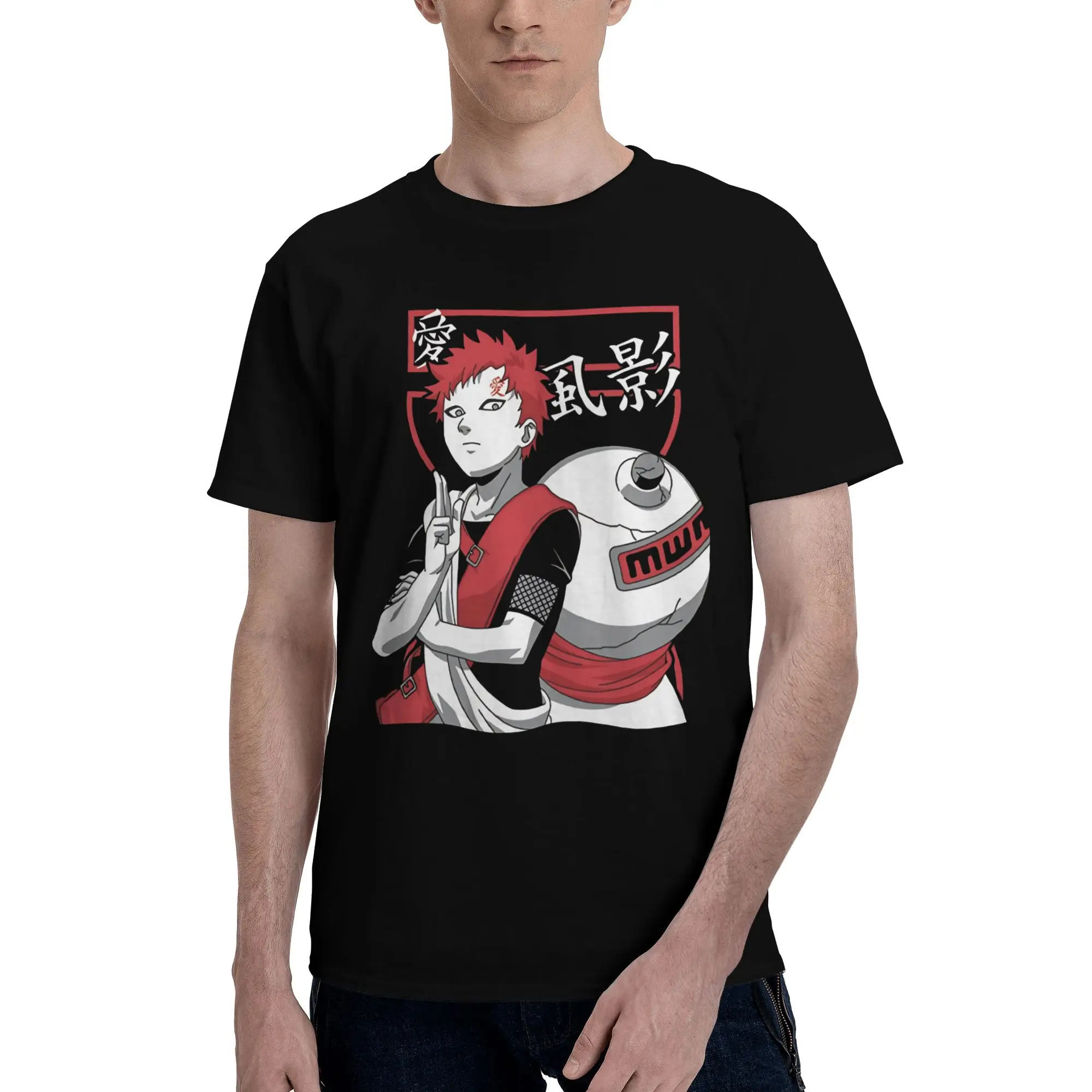 sand master  Funny 100% Cotton T-Shirt Bandai NARUTO Tees Tops For Men