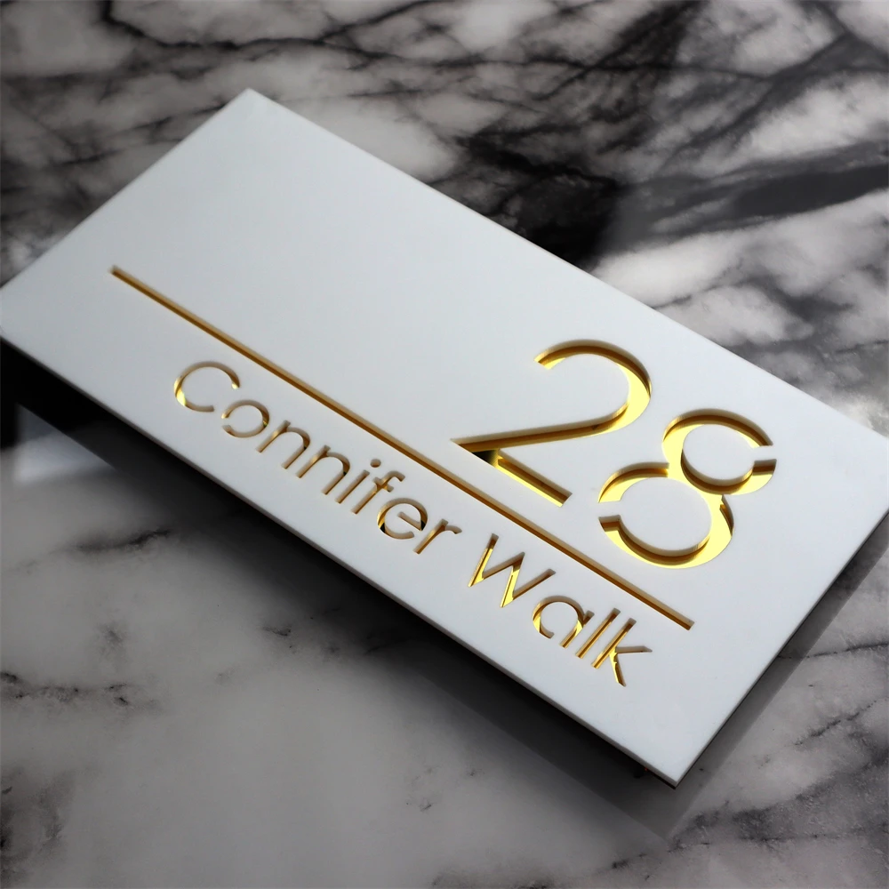 Personalized Laser Cut Acrylic House Number Sign | Modern Nordic Outdoor Wall Plaque for Home, Hotel, and Decorative Art Display