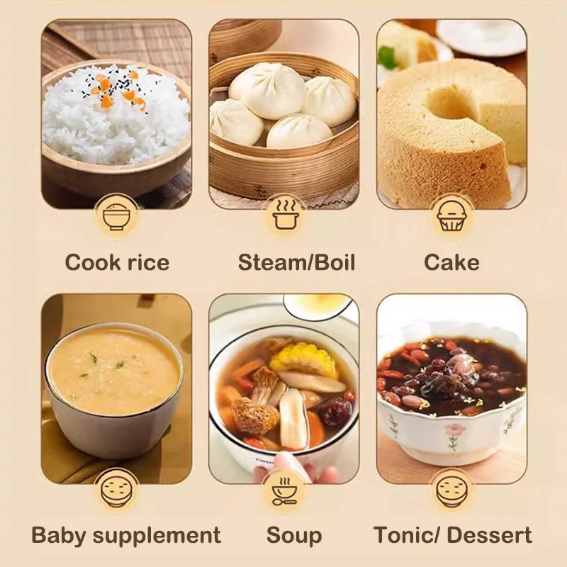 1.8L Fully Automatic Non-Stick Rice Cooker Multipurpose Soup StewPot Food Steamer Dual-use Automatic Keep warm Portable Lunchbox