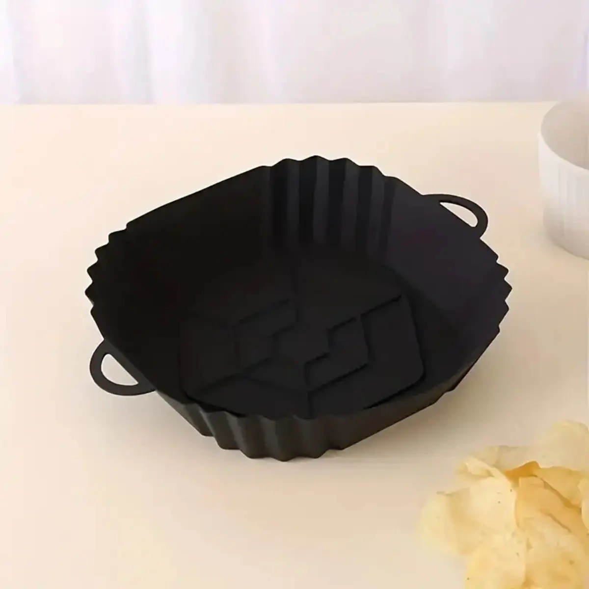 Wiederverwendbarer Silikon-Topf für Heißluftfritteusen, Antihaft-Backmatte, Hitzebeständige Küchenunterlage, Lebensmittelechte Backzubehör – Detail 2