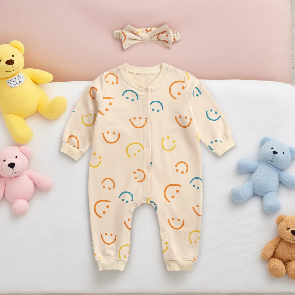 Sanlutoz Baumwolle Herbst Baby Mädchen Herbst Kleidung Langarm Niedliche Kleinkind Casual Strampler mit Stirnband Nicht