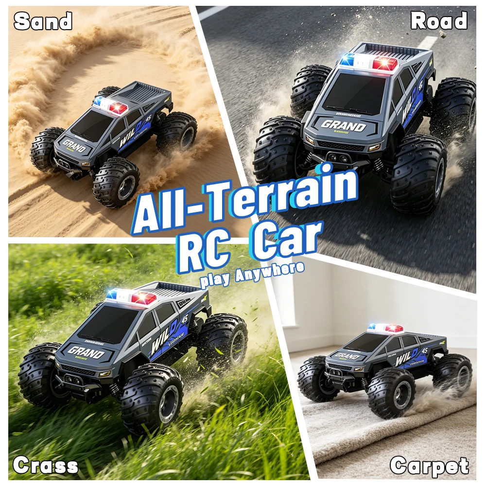 High-Speed Off-Road RC Truck 2.4GHz Two-Wheel-Drive All-Terrain Monster Car with Rechargeable Battery And LED Lights for Boys