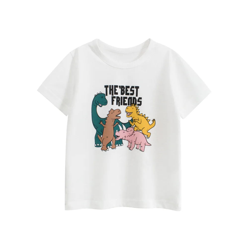 2025 Children T-Shirts Bear Dinosaur Cartoon Cute Clothes for Boy 100% Cotton Kids Girls Short Sleeve Casual Sport Top Tees