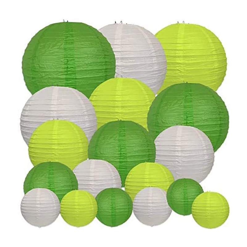 

Green White Round Hanging Paper Lanterns for Birthday and Wedding for Wedding Home Parties and Events Hanging Decoration