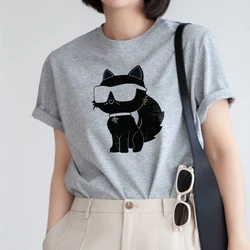 Male and Female Couples Neutral Cartoon Cat Fashion Crew Neck Cotton Short T-shirt Printed Trend Summer Top Short Sleeve S-3XL