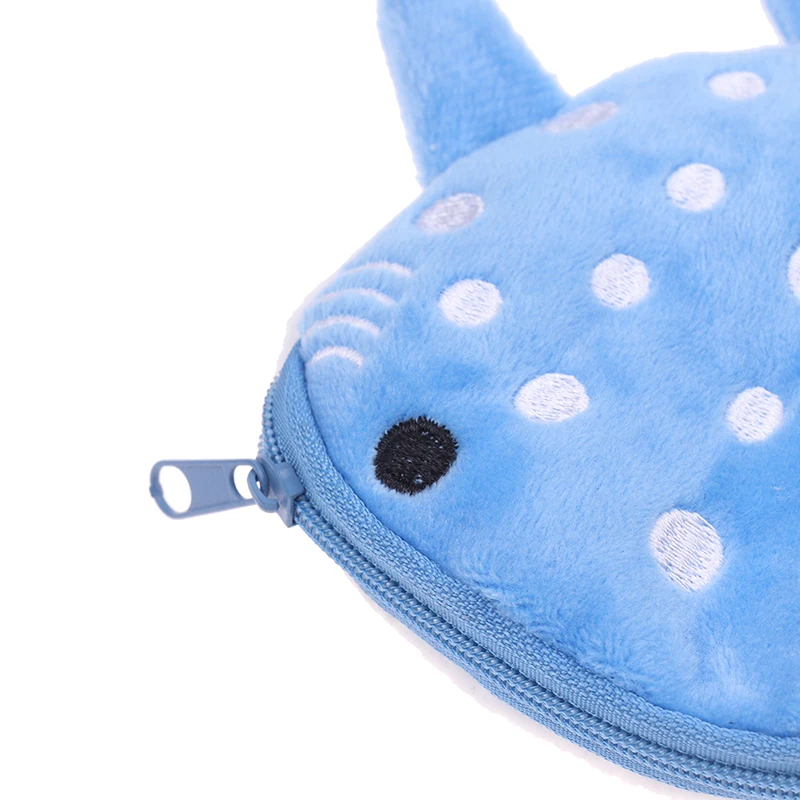 Cute Cartoon Plush Shark Coin Purse para mulheres e crianças, Animal Wallet, Zipper Bag