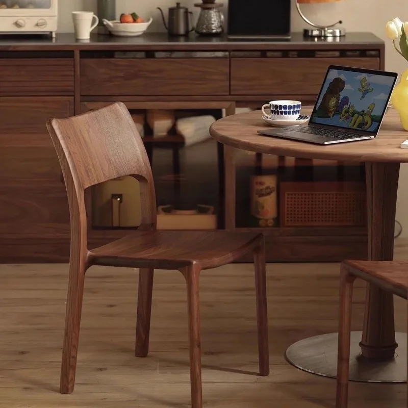 

White wax dining chair solid wood home modern tenon and mortise Nordic simple backrest dining table chair tea chair