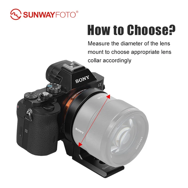 SUNWAYFOTO LS-75 Tripod Mount Ring Lens Support with Arca Swiss Plate Collar Mount DSLR Horizontal Vertical Shooting Switching 