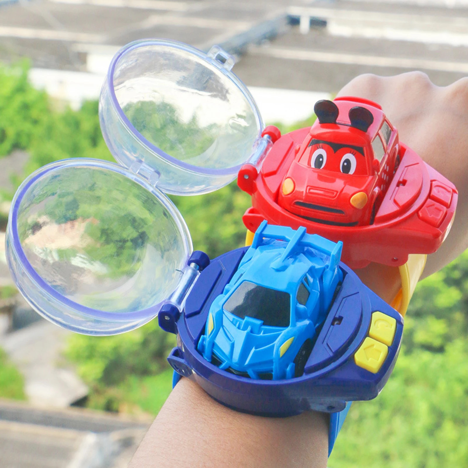 

2 in 1 Mini Watch Control Car Cute RC Car Accompany w/ Infrared Sensing Watch Cartoon RC Small Car Toy for Kids Birthday Gift