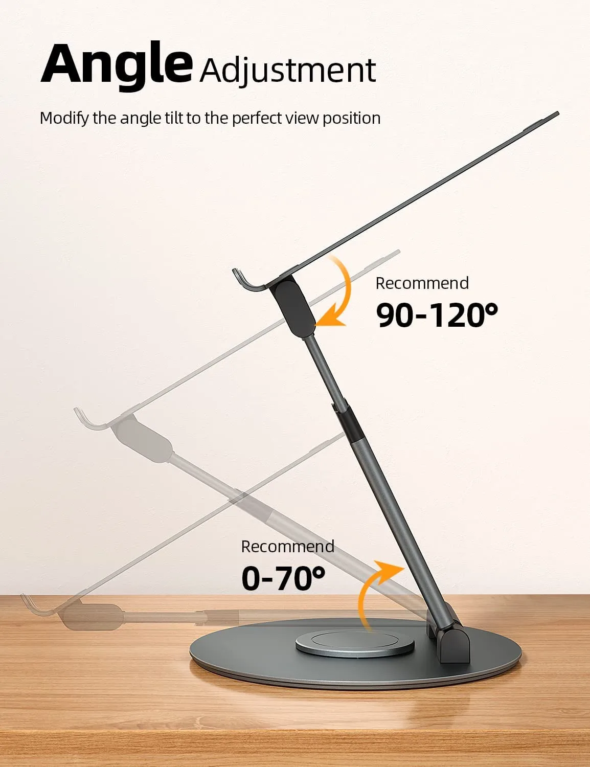 Imagem -02 - Altura do Ângulo Ajustável Laptop Stand Mesa Ergonômica Sentar para Ficar Pull Out Design Alumínio 360 Rotating