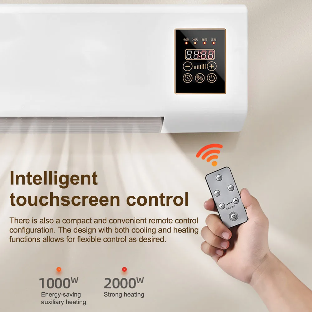 2 in 1 Portable Air Conditioner Heater Wall Mounted Ductless Cooling Heating Fan No Outdoor Unit Mini AC for Home Room RV image 5