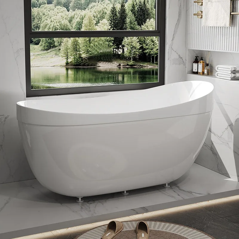 Duck egg-shaped acrylic installation-free bathtub independent princess household bathtub