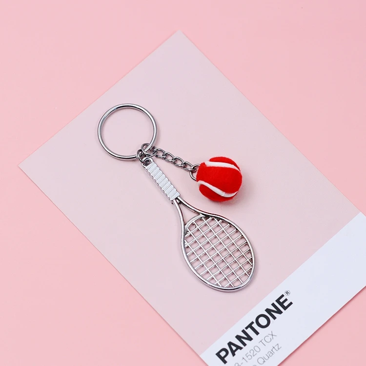 2024 Creative Tennis Ball Imitation Sports Game Cute Keychain For Women Key Chains Ring Car Bag Pendent Airpods Accessories D475