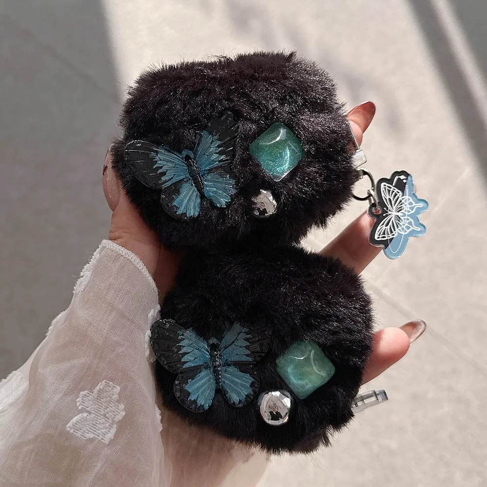 شجرة عيد الميلاد الرقيقة على شكل فراشة سوداء قطيفة لأجهزة AirPods Pro 2 3 حافظة واقية airpods4 apple 2nd 3rd الجيل بلوتوث #1