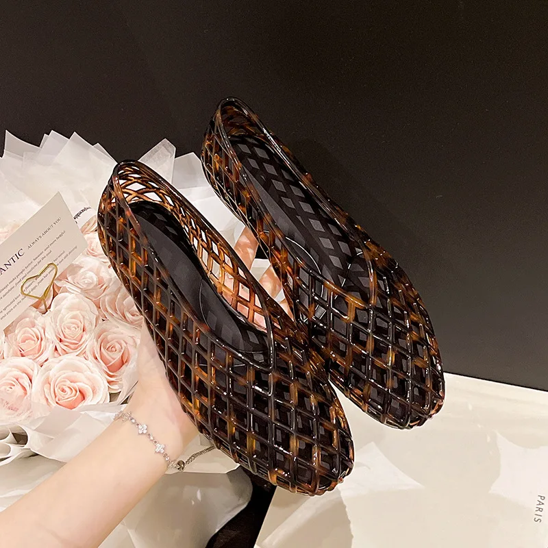 New V-mouth Crystal Jelly for Women Shoes Fashionable Versatile Comfortable  Flat Bottom Single Shoes, Casual Sandals image 4
