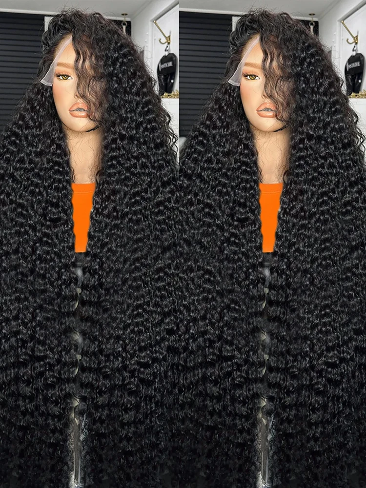 

46 inch Human Hair Curly Wigs 100% High Density Glueless Deep Wave 13x6 Hd Lace Frontal Front Wig Burmese Curls Multi Parting