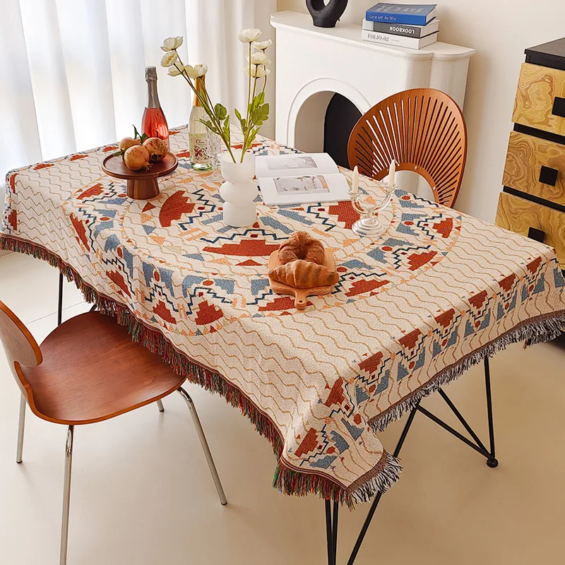 Retro Fabric, Cotton and Linen, Ethnic Style Tablecloths Are Non-slip, Wear-Resistant, Dust-Proof and High Temperature Resistant