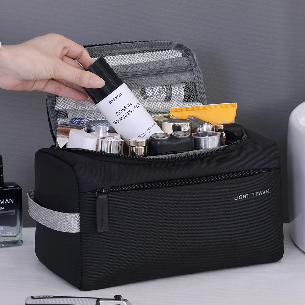 حقيبة غسيل خفيفة للسفر 3 في 1 للرجال، منظم أدوات الزينة أكسفورد، حقيبة حلاقة مقاومة للماء، حقيبة مستحضرات التجميل، منظم المكياج
