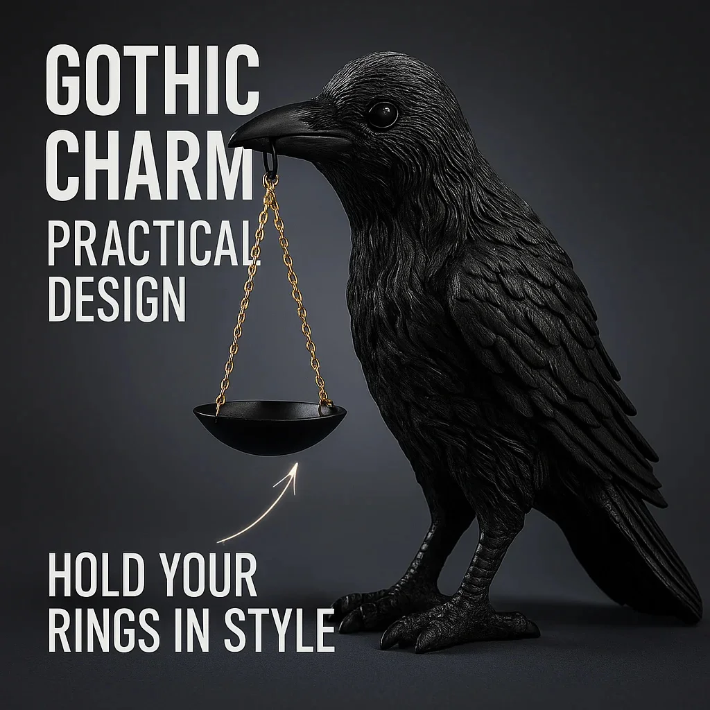 

Resin Gothic Crow Statue Candle Holder Black Bird Decor Halloween Home Ornament Tea Light Lamp Sculpture