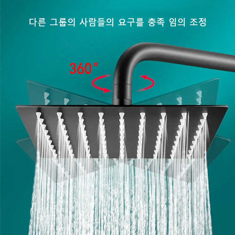 Round & Square Shower Head Stainless Steel Rainfall Showerheads 12/10/8/6 Inch Ultra-thin Black Rain Bathroom Shower Accessories