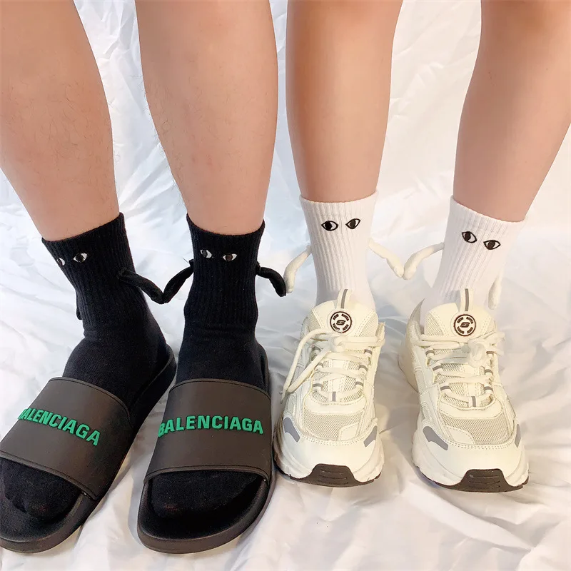 Cute 3D Holding Hand Doll Socks Summer Men Women Short Medium Tube Sports Socks Funny Gift Magnetic Couple Mid-tube Socks