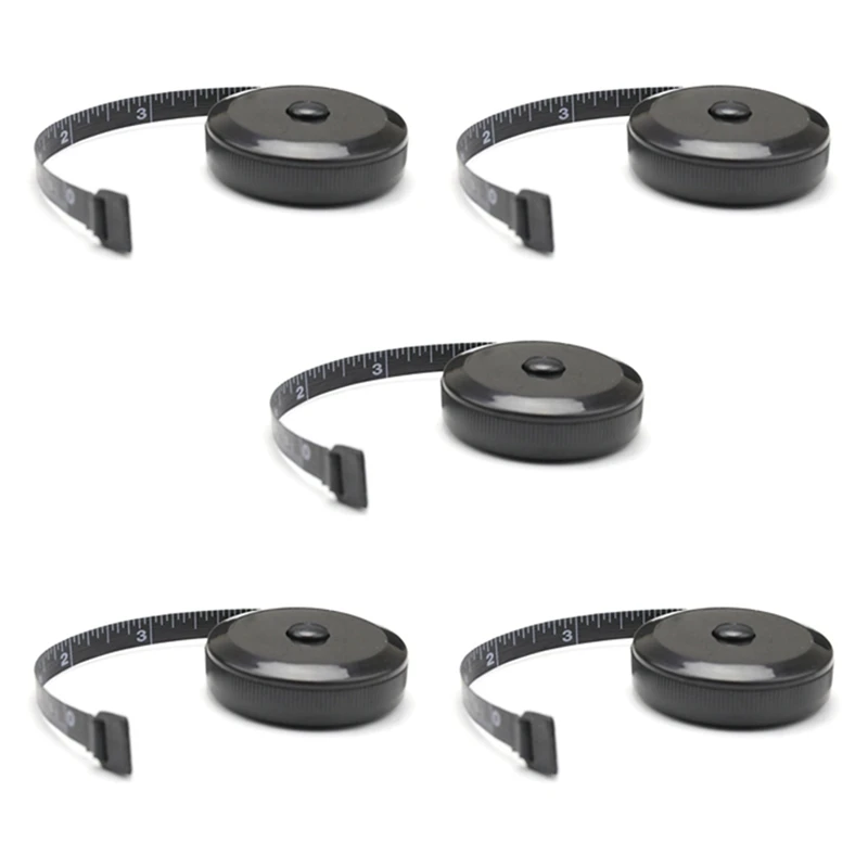 5X Tape Measure For Body Measuring Tape For Body Cloth Measuring Tape (Retractable Dual Sided Black)