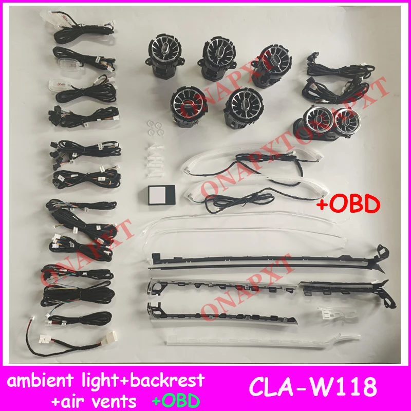 64-kleuren set voor Mercedes-Benz A/CLA klasse W177 W118 LED auto air vent turbine uitlaat nozzle sfeerverlichting neon lamp - afbeelding 1