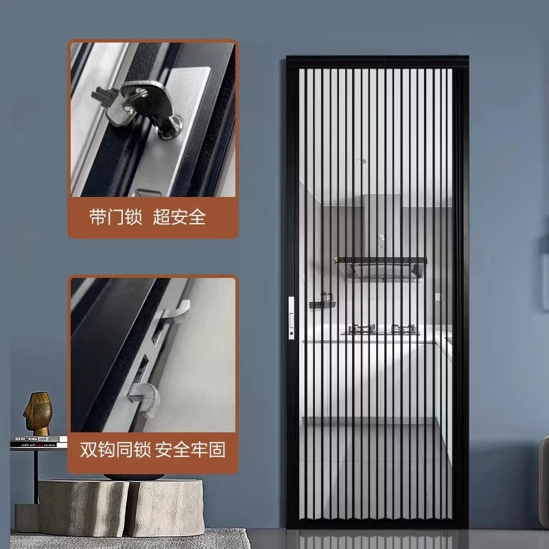 Customized size, contact customer service before purchase, crystal plate transparent folding door, partition sliding door, invis