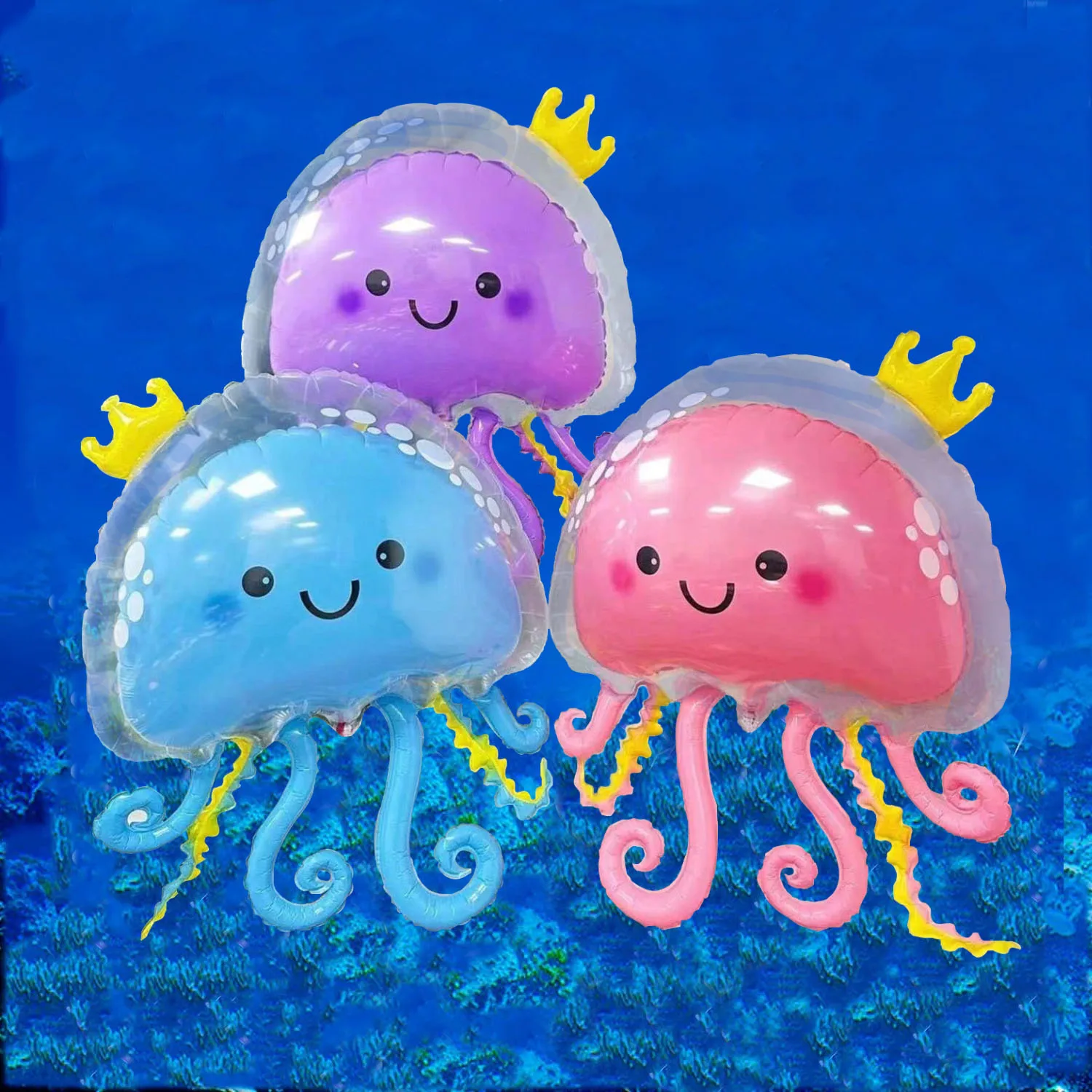 1pcs 3D double-layer bubble jellyfish, octopus, aluminum film balloon, ocean themed birthday party, children's day decorative ba