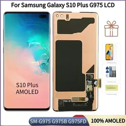 Amoled touch screen digitalizador substituição com service pack para samsung galaxy s10 plus, lcd, sm-g9750, g975f, 6,4 polegadas