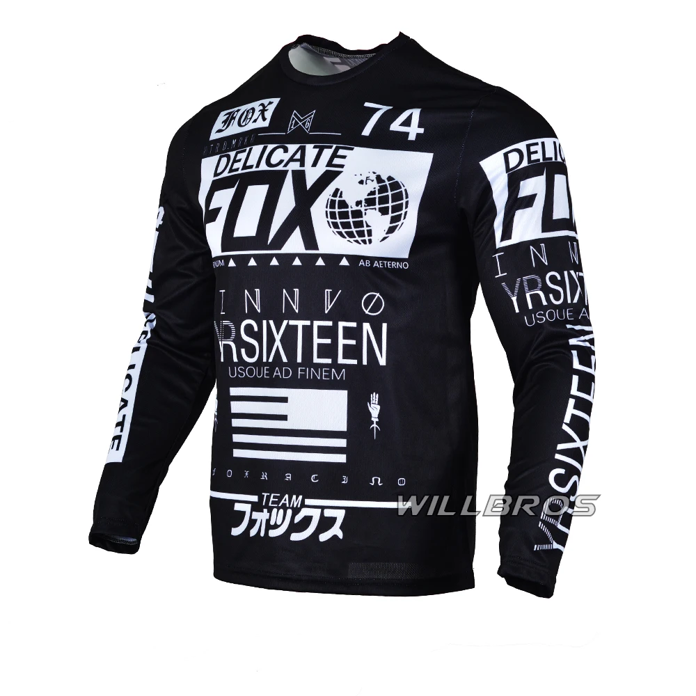 

Delicate Fox Motocross Jersey MX BMX Race Moto Enduro ATV UTV Bike Bicycle Outdoor Motorcycle Black Cycling Mens T-shirt