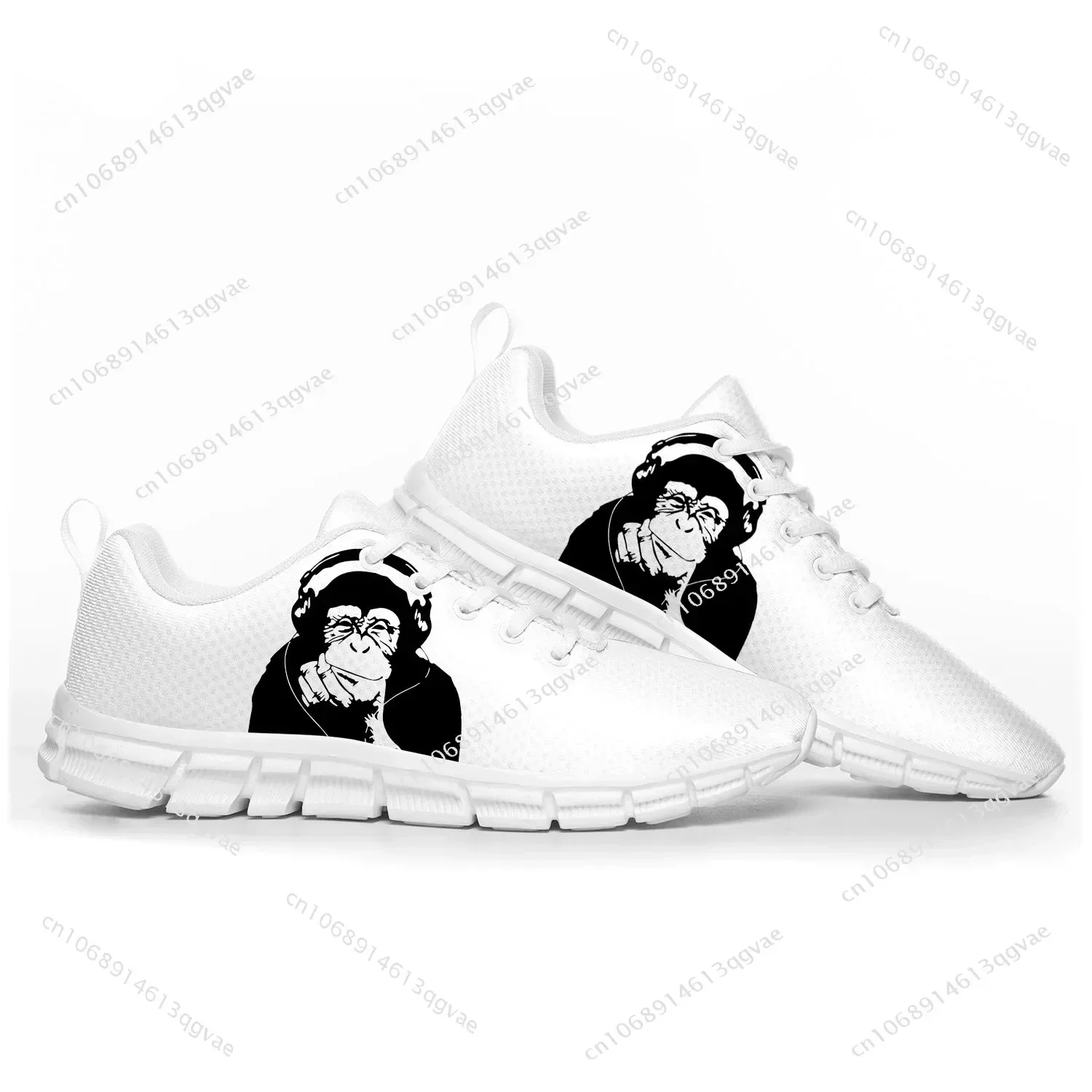 Banksy Thinking Chimp Sports Shoes Mens Womens Sneakers Casual Custom High Quality Couple Shoes White