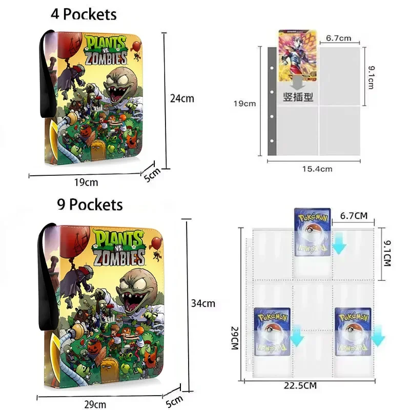 400pcs/900pcs Plants Vs. Zombies Card Album Book Anime Collection Card Zipper Game Cards Binder Holder Kids Gifts Toys