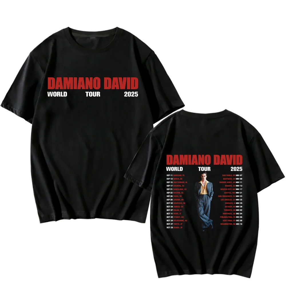 Damiano David Tshirts Damiano David World Tour 2025 Tee-shirt New Design Women Men Tshirts High Quality Cotton Short Sleeve Tops