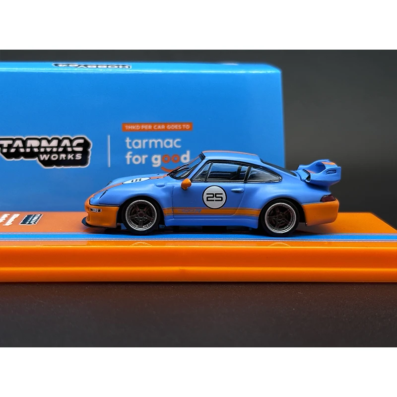 TW In Stock 1:64 993 Remastered Gunther Werks Blue Orange Diecast Diorama Car Model Collection Miniature Toy Tarmac Works