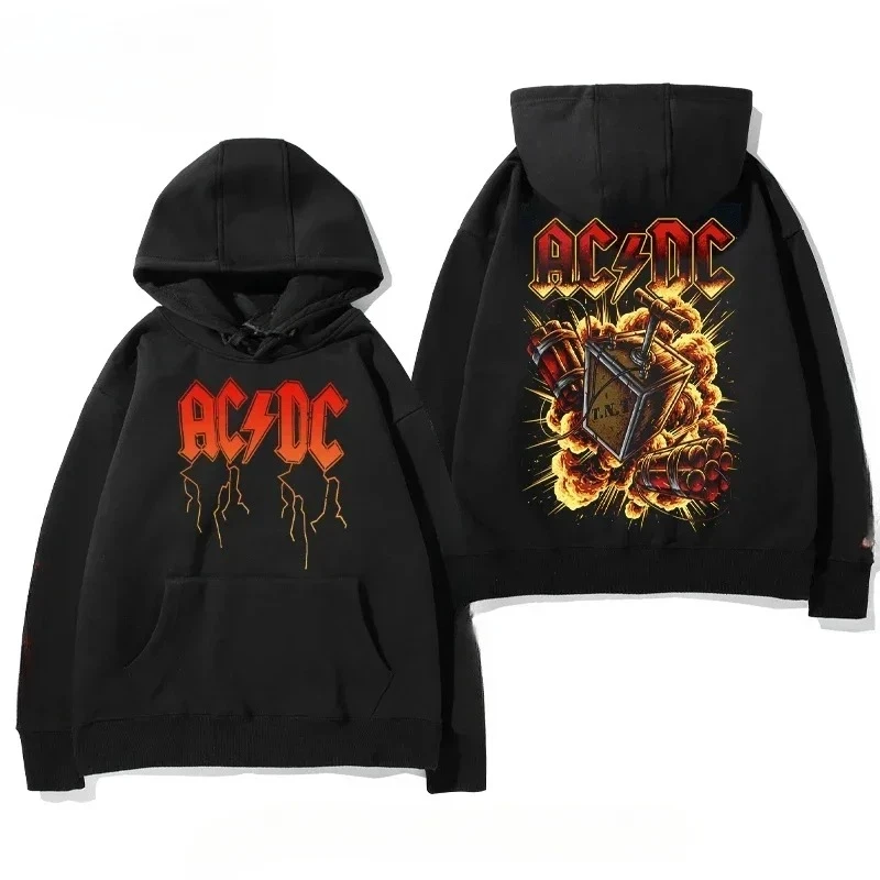 

Men's Long Sleeve Sweatshirt for Autumn and Winter, European and American Heavy Metal Rock Style, ACDC Hooded Sweatshirt, Adult
