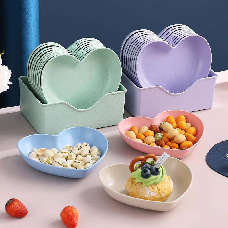 Love Heart Bone Dish 5-10PCS Creative Household Food Grade Plastic Spit Bone Dish Party Snack Dinner Dishes Camping Dinnerware