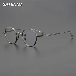 Vintage Pure Titanium Glasses Frame Men Retro Ultra Light Eyeglasses Frame Women Japan Luxury Brand Designer Small Face Eyewear