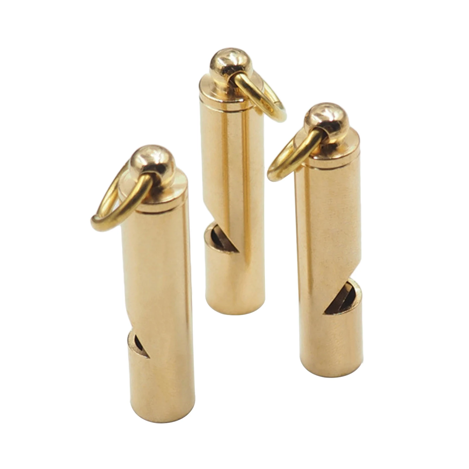 10pcs Outdoor Survival Whistle Solid Brass Decor Key-chain Ring EDC Pure Copper Outdoor Survival Equipment Referees Camper Fans