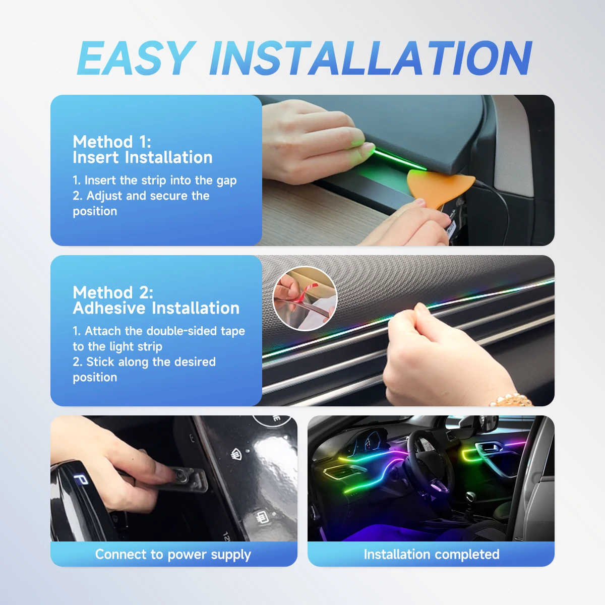 LED車内雰囲気照明ネオンアクリルストリップUSBアプリリモ - Rgb Hub Sync のレビューと価格
